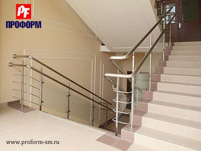 Stainless steel fences for stairs with glass №3